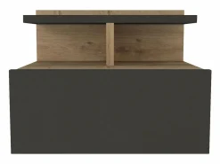 Vente-unique Mesita De Noche|Mesita de noche suspendida con 1 cajón y 1 estante natural y antracita - AZELNO