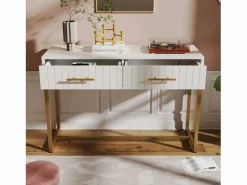 Merax Tocador|Mesita de noche tapizada - 43,9 x 35,5 x 49 cm - con 2 cajones + tirador metálico - MDF + terciopelo - gris