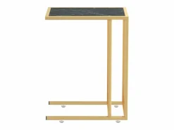 vidaxl Mesita ordenador vidrio transparente negro mármol 50x35x65cm Negro / Dorado New