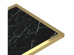 vidaxl Mesita ordenador vidrio transparente negro mármol 50x35x65cm Negro / Dorado New
