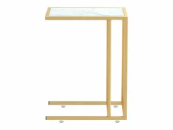 vidaxl Mesita ordenador vidrio transparente blanco mármol 50x35x65cm Blanco / Dorado