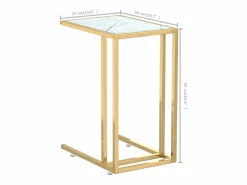 vidaxl Mesita ordenador vidrio transparente blanco mármol 50x35x65cm Blanco / Dorado