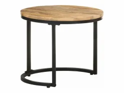 Mesitas auxiliares 3 Piezas madera de mango rugosa^vidaxl Hot