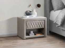 Vente-unique Mesitas de noche Conjunto de 2 con 1 cajón y 1 hueco Terciopelo - DANIELE Beige Discount
