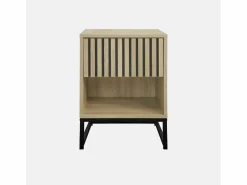 Sweeek Mesitas de noche contemporáneas con 1 cajón, set de 2 natural Marru00f3n Hot