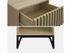 Sweeek Mesitas de noche contemporáneas con 1 cajón, set de 2 natural Marru00f3n Hot