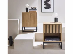 Sweeek Mesitas de noche contemporáneas con 1 cajón, set de 2 natural Marru00f3n Hot