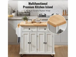 Mueble Camarera|Mesón de Cocina con Ruedas SucceBuy, 90cm, Armario Rodante de Estorage con Cajón y Soporte,
