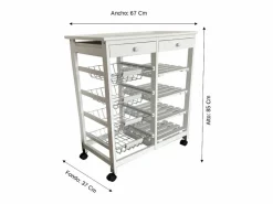Meyvaser - Carro de cocina verdulero Doble con 4 Cestas 4 Baldas Y 2 Cajones Color 85 x 67 x 37 Cm^ Hot