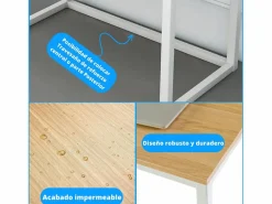 Mesa De Ordenador|Meyvaser - Mesa de Escritorio 120 Cm de ancho con patas de Metal y tapa de madera 58x74x120 Cm