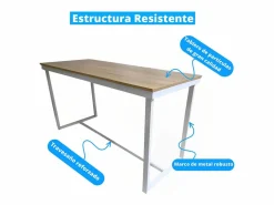 Mesa De Ordenador|Meyvaser - Mesa de Escritorio 120 Cm de ancho con patas de Metal y tapa de madera 58x74x120 Cm