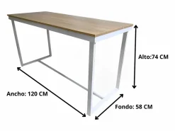 Mesa De Ordenador|Meyvaser - Mesa de Escritorio 120 Cm de ancho con patas de Metal y tapa de madera 58x74x120 Cm