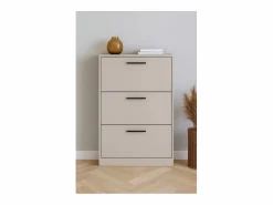 Meyvaser - Zapatero 3 Puertas, Zapatero Estrecho, Acabado en Color , Medidas: 108 cm (Alto) x 60 cm (Ancho) x 17 cm (Fondo) Beige Sale