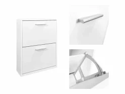 Meyvaser - Zapatero con 2 Puertas, Mueble para Zapatos Estrecho en Color , Medidas: 73 cm (Alto) x 54 cm (Ancho) x 18 cm (Fondo) Blanco Sale