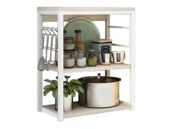 Meyvaser Estantería de Cocina, Unidad de Cocina con estantes, Marco de Metal , Estante Industrial para microondas 50x30x71,5 Cm^ Hot