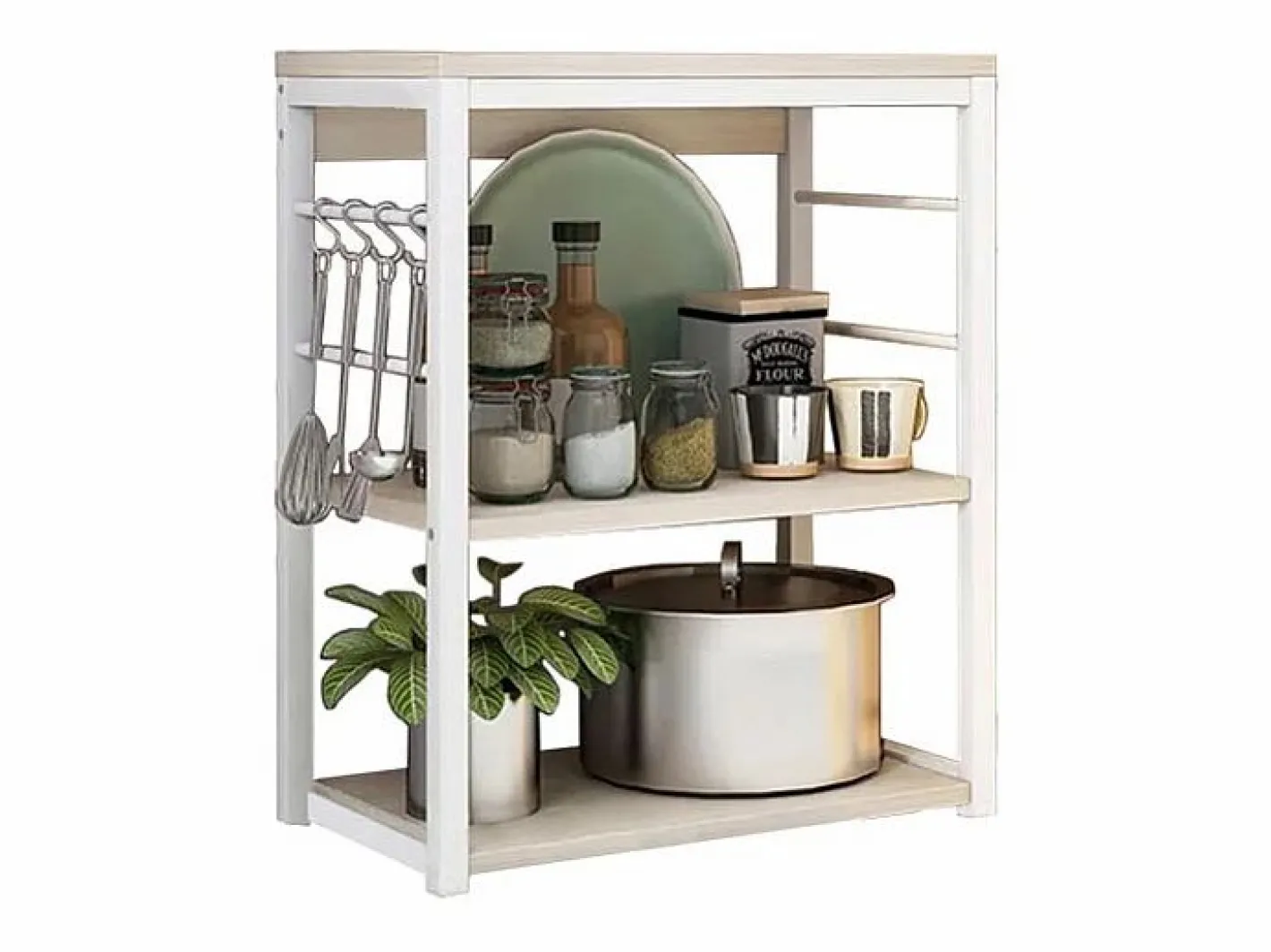 Meyvaser Estantería de Cocina, Unidad de Cocina con estantes, Marco de Metal , Estante Industrial para microondas 50x30x71,5 Cm^ Hot