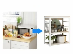 Meyvaser Estantería de Cocina, Unidad de Cocina con estantes, Marco de Metal , Estante Industrial para microondas 50x30x71,5 Cm^ Hot