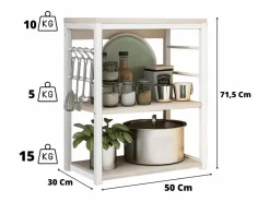 Meyvaser Estantería de Cocina, Unidad de Cocina con estantes, Marco de Metal , Estante Industrial para microondas 50x30x71,5 Cm^ Hot
