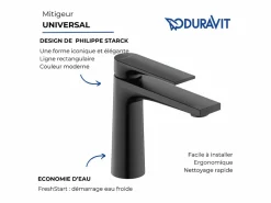 DURAVIT Mezclador de lavabo talla M Tulum Freshstart mate sin extraíble ni desagüe Negro Discount