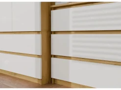 MILAN – Cómoda ancha para dormitorio con 6 cajones – 30x120x77 cm – Mueble de almacenamiento – Artesanal y blanco^TOPESHOP Outlet