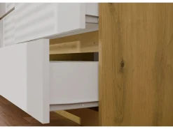 MILAN – Cómoda ancha para dormitorio con 6 cajones – 30x120x77 cm – Mueble de almacenamiento – Artesanal y blanco^TOPESHOP Outlet