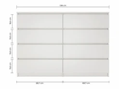 TOPESHOP Cómoda|MILAN - Cómoda moderna para dormitorio, salon o despacho - 40x138x97 - 8 cajones - mueble de almacenamiento