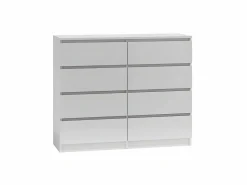 TOPESHOP MILÁN | Cómoda contemporánea para dormitorio/salón/oficina 40x120x97 | 8 cajones deslizantes | Unidad de almacenamiento | Armario Blanco New