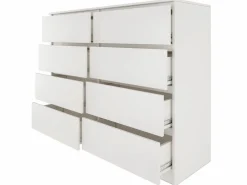 TOPESHOP MILÁN | Cómoda contemporánea para dormitorio/salón/oficina 40x120x97 | 8 cajones deslizantes | Unidad de almacenamiento | Armario Blanco New