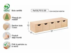 Astigarraga Cesta|Mini bloque de almacenamiento en pino crudo con cajones 5 cajones