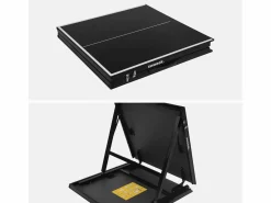 Sweeek Mini mesa de ping pong interior plegable con 4 raquetas y 6 pelotas, Negro New