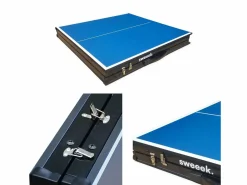 Sweeek Ping Pong|Mini mesa de ping pong interior plegable con 4 raquetas y 6 pelotas,