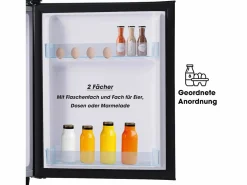 Mini nevera retro, 72 L en total, 21 L en congelador, 51 L en frigorífico, Clase energética E, LED, Diseño retro, Color (45 x 44 x 91 cm) Negro New