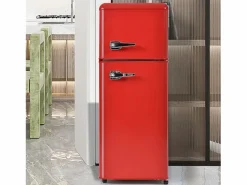 Electrodomésticos De Frío|Mini nevera retro, 92 L en total, 28 L en congelador, 64 L en frigorífico, clase energética D, LED, diseño retro, color (105,5 x 41 x 45,5 cm)