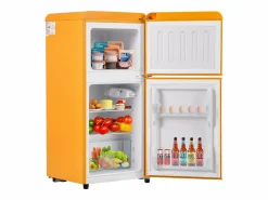 Electrodomésticos De Frío|Mini nevera retro, 60 L en total, 22 L en congelador, 38 L en frigorífico, clase energética E, LED, diseño retro, (88,8 x 45,5 x 42,5 cm)