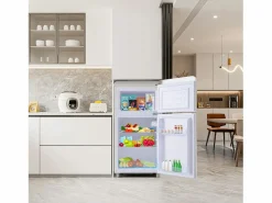 Electrodomésticos De Frío|Mini nevera retro, 72 L en total, 21 L en congelador, 51 L en frigorífico, Clase energética E, LED, Diseño retro, (45 x 44 x 91 cm)