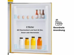 Mini nevera retro, 72 L en total, 21 L en congelador, 51 L en frigorífico, Clase energética E, LED, Diseño retro, (45 x 44 x 91 cm) Amarillo Best