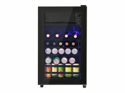 Mini refrigerador de 76 L, congelador de 6 L + refrigerador de 70 L, 5 niveles de temperatura, LED, R600a, acero inoxidable, (40 x 43,5 x 71,6 cm) Negro Best