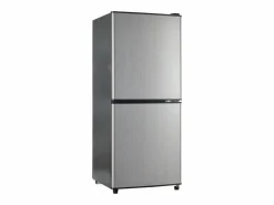 Electrodomésticos De Frío|Mini refrigerador de 106 L, refrigerador de 60 L + congelador de 46 L, 7 niveles de temperatura, LED, acero inoxidable, y plateado (42,5 x 44,5 x 102 cm)