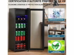 Hauss Spole Electrodomésticos De Frío|Mini refrigerador de 128 litros con estantes ajustables y LED azul -
