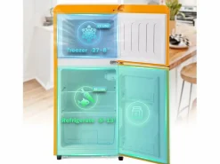 DripeX Mini Refrigerador 22L + 38L, 7 Nivel de temperatura, -27 ° C∽13 ° C, sonido 45 dB, Energy Clase E, 102kWh/año, 42x45.5x88.8cm Amarillo Outlet