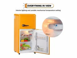 DripeX Mini Refrigerador 22L + 38L, 7 Nivel de temperatura, -27 ° C∽13 ° C, sonido 45 dB, Energy Clase E, 102kWh/año, 42x45.5x88.8cm Amarillo Outlet