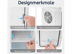 NETTLIFE Mini refrigerador de 6 litros: refrigerador pequeño silencioso de 12 V y 230 V con espejo e iluminación LED. Blanco Online