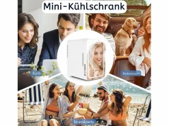 NETTLIFE Mini refrigerador de 6 litros: refrigerador pequeño silencioso de 12 V y 230 V con espejo e iluminación LED. Blanco Online