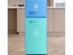 Mininevera retro, 92 L en total, congelador de 28 L, frigorífico de 64 L, clase energética D, LED, diseño retro, (105,5 x 41 x 45,5 cm)^ Outlet