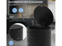 ML-DESIGN Cubo De Basura Para Cocina|Cubo de basura inteligente con sensor de movimiento 40L papelera redonda con apertura y cierre automática de acero con pantalla LED