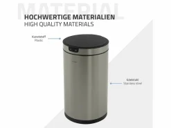 ML-DESIGN Cubo De Basura Para Cocina|Cubo de basura inteligente con sensor de movimiento 30L papelera redonda con apertura y cierre automática de acero con pantalla LED