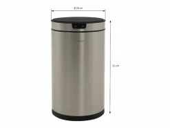 ML-DESIGN Cubo De Basura Para Cocina|Cubo de basura inteligente con sensor de movimiento 30L papelera redonda con apertura y cierre automática de acero con pantalla LED