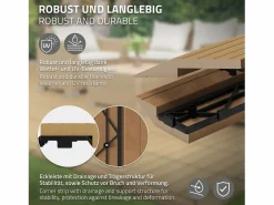 ML-DESIGN Perfil angular de wpc marrón teca esquina derecha 38x2x7,5 cm borde de remate para baldosas con sistema clic aspecto madera para terraza Marru00f3n Clearance