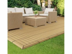 ML-DESIGN Perfil angular de wpc marrón teca esquina derecha 38x2x7,5 cm borde de remate para baldosas con sistema clic aspecto madera para terraza Marru00f3n Clearance