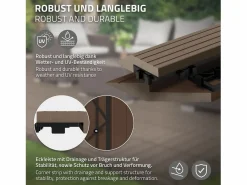 ML-DESIGN Perfil angular de wpc marrón oscuro esquina izquierda 38x2x7,5 cm borde de remate para baldosas con sistema clic aspecto madera para terraza Marru00f3n Online